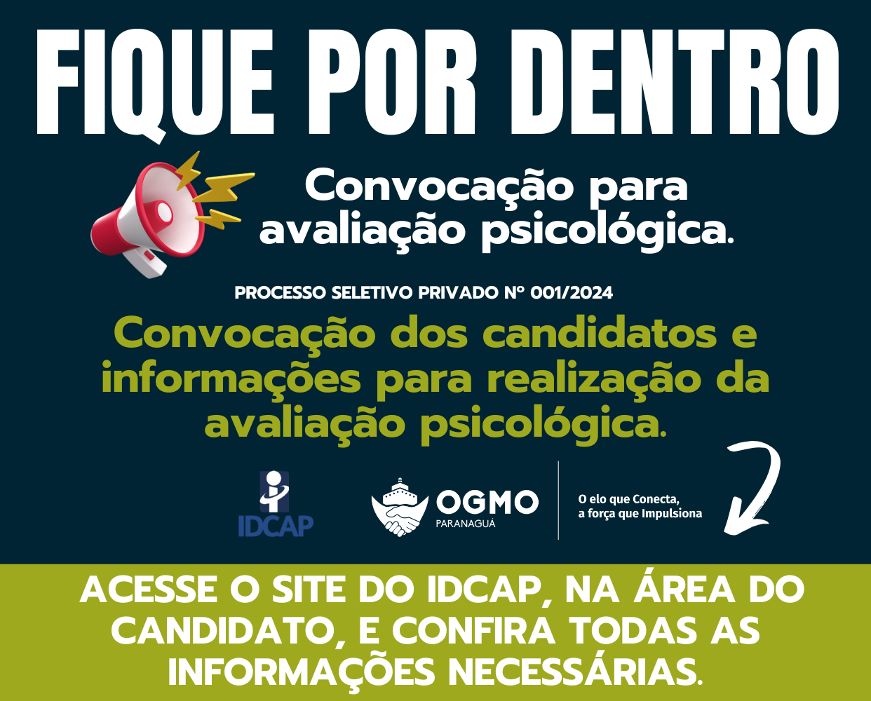 Convocação para a realização da avaliação psicológica